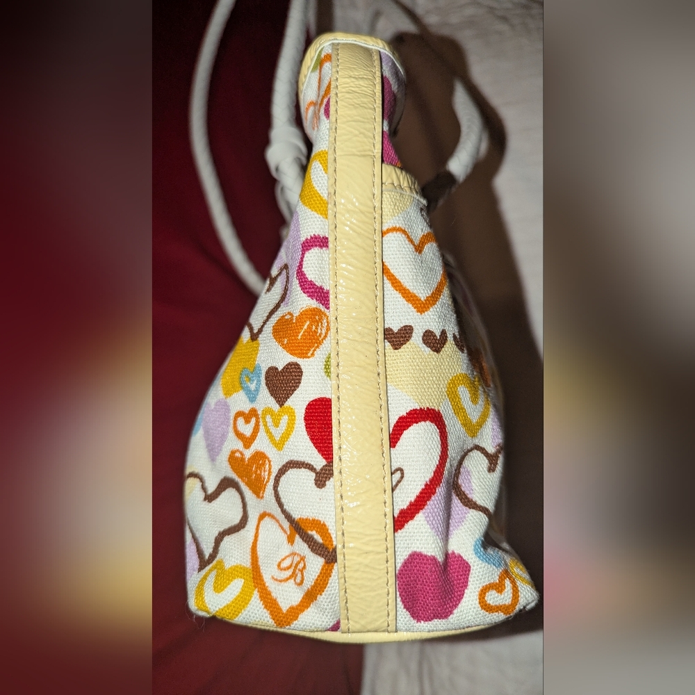 Brighton Multicolor Heart Print Canvas Shoulder Bag with White Braided Handles - Picture 6 of 8